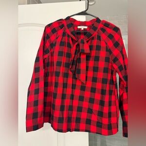 Madewell Tie-Neck Popover Shirt in Buffalo Check